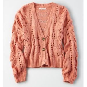 American Eagle Pointelle Button Up Cardigan